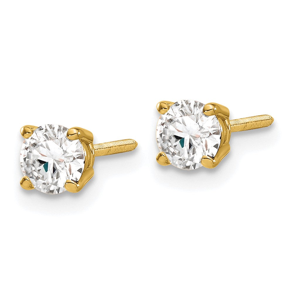 14ky 3/4ct. 4.5mm Round G H I True Light Moissanite Screwback Earrings