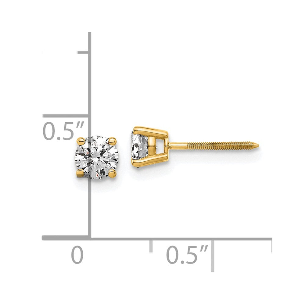 14ky 3/4ct. 4.5mm Round G H I True Light Moissanite Screwback Earrings