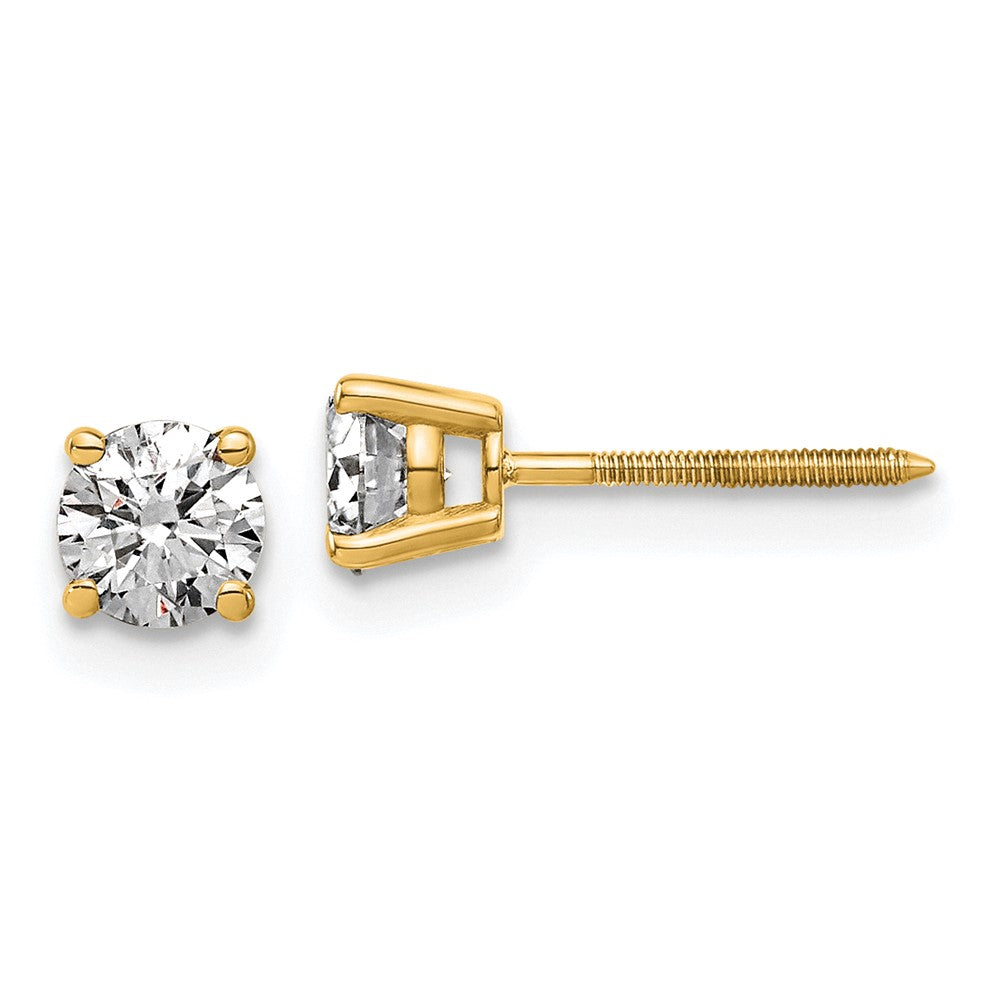 14ky 3/4ct. 4.5mm Round G H I True Light Moissanite Screwback Earrings