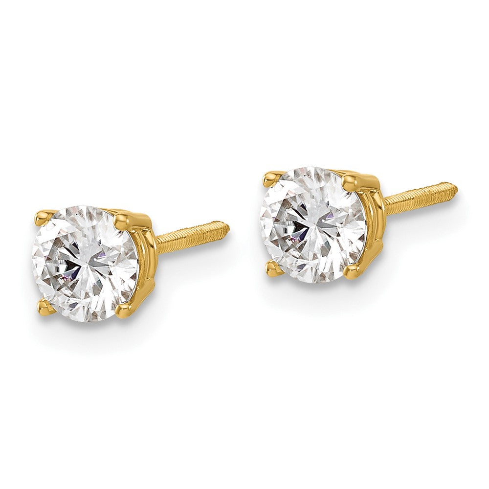 14ky 1ct. 5.0mm Round G H I True Light Moissanite Screwback Earrings