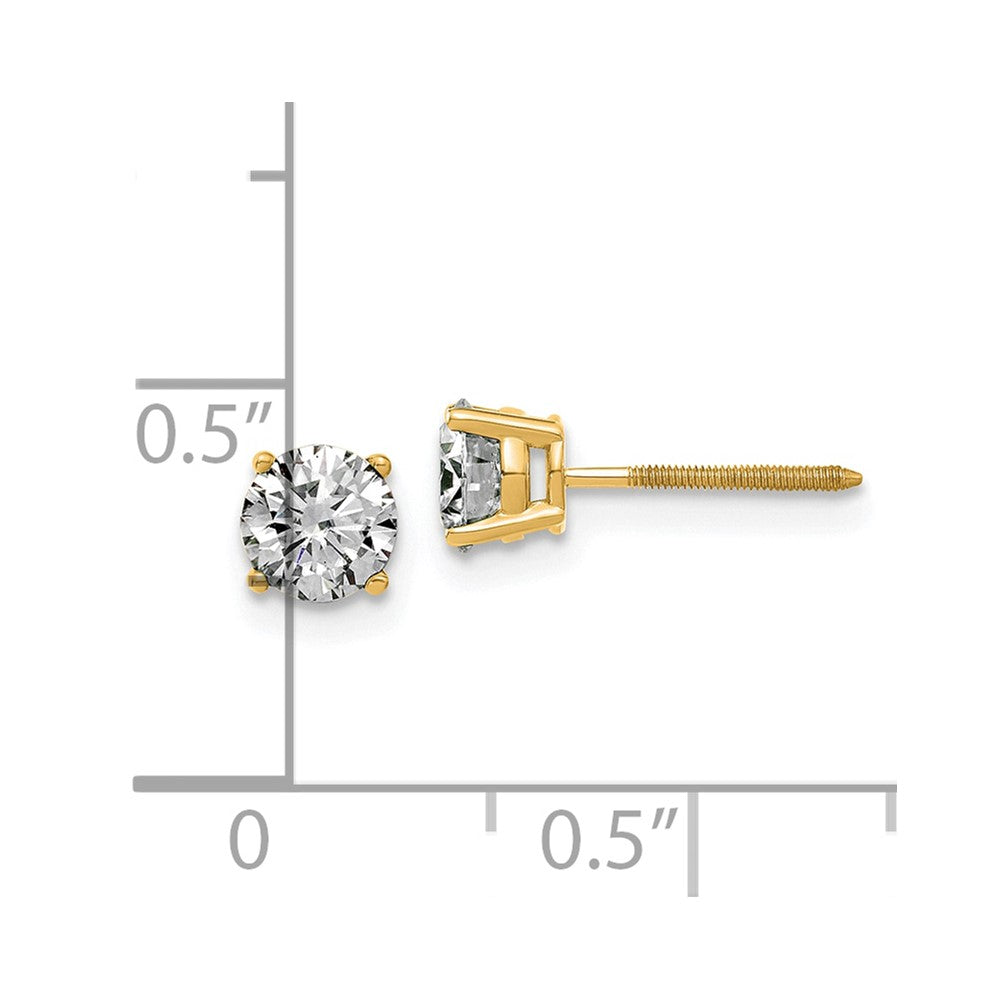 14ky 1ct. 5.0mm Round G H I True Light Moissanite Screwback Earrings