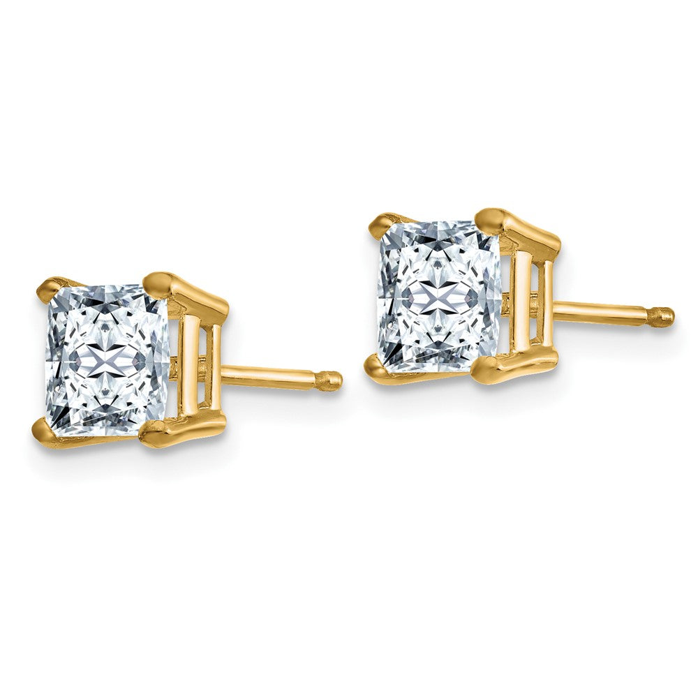14ky 1.5ct. 5.0mm Princess G H I True Light Moissanite Earrings