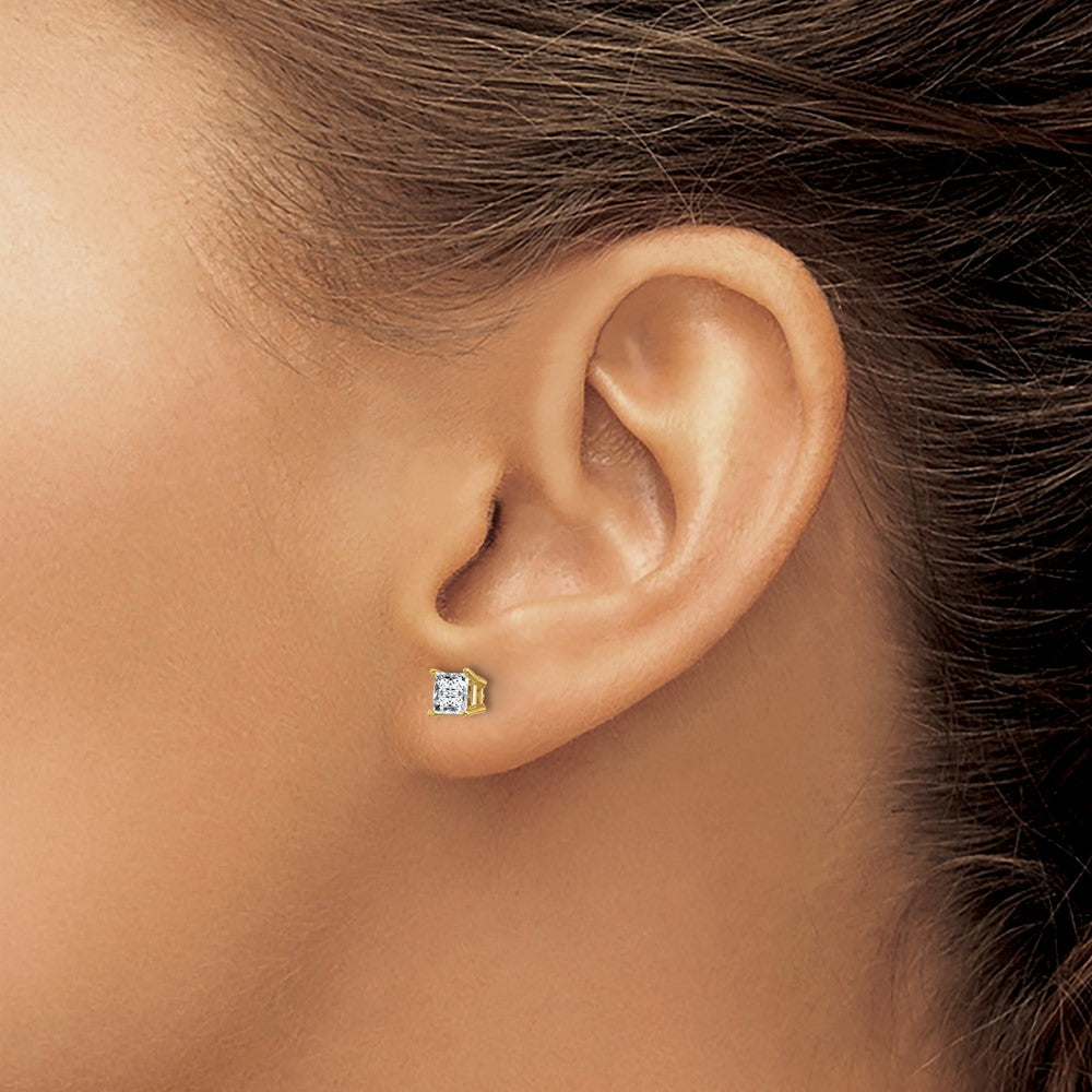 14ky 1.5ct. 5.0mm Princess G H I True Light Moissanite Earrings