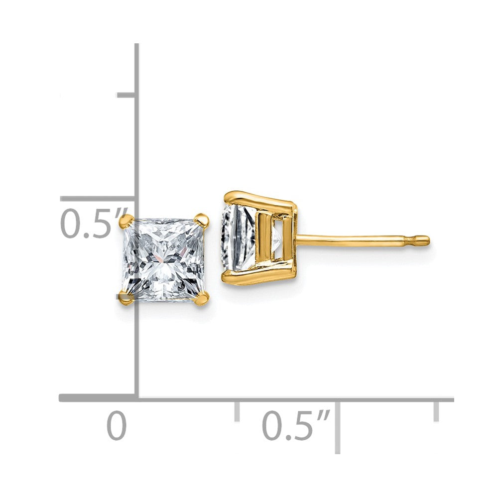 14ky 1.5ct. 5.0mm Princess G H I True Light Moissanite Earrings