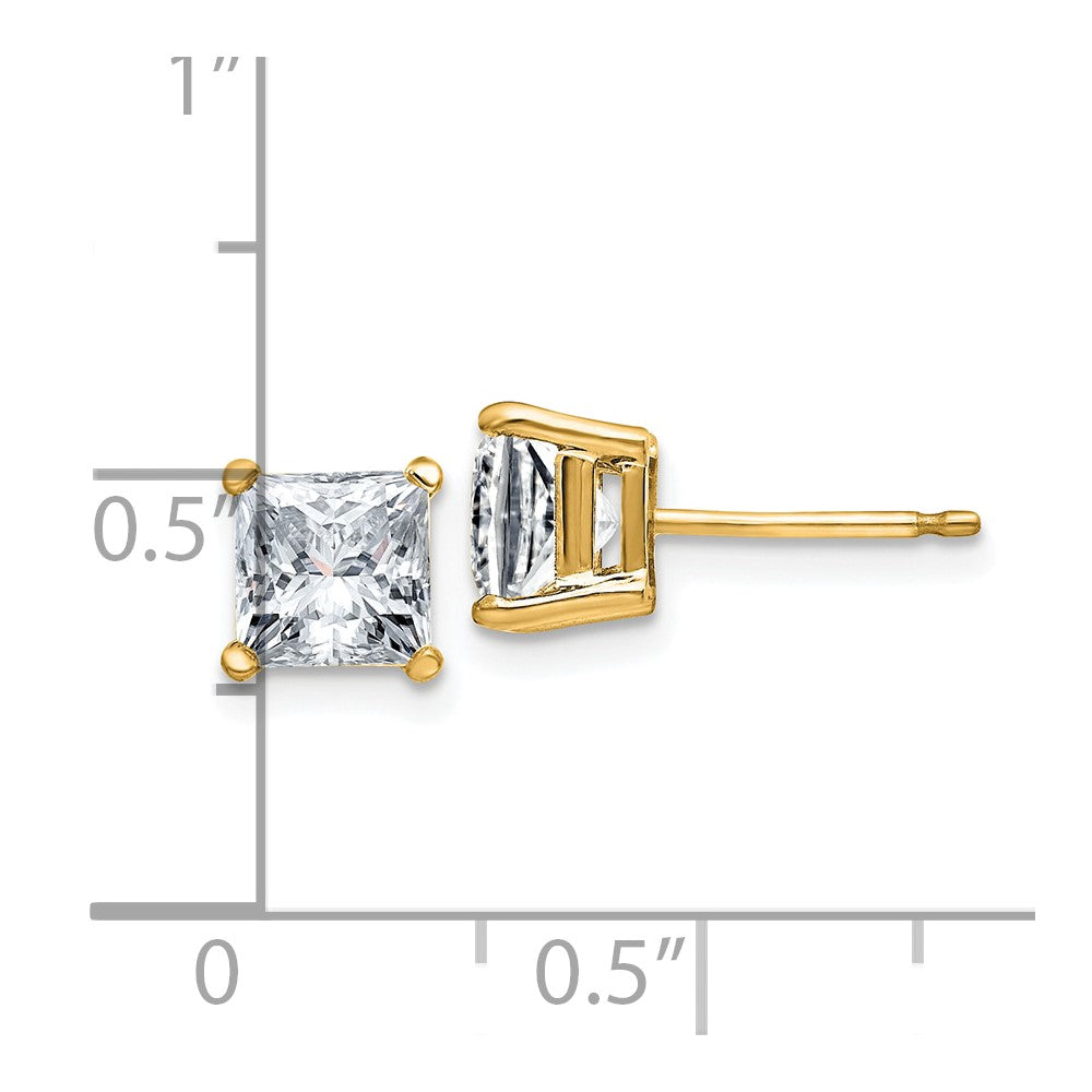 14ky 2ct. 5.5mm Princess D E F Pure Light Moissanite Earrings