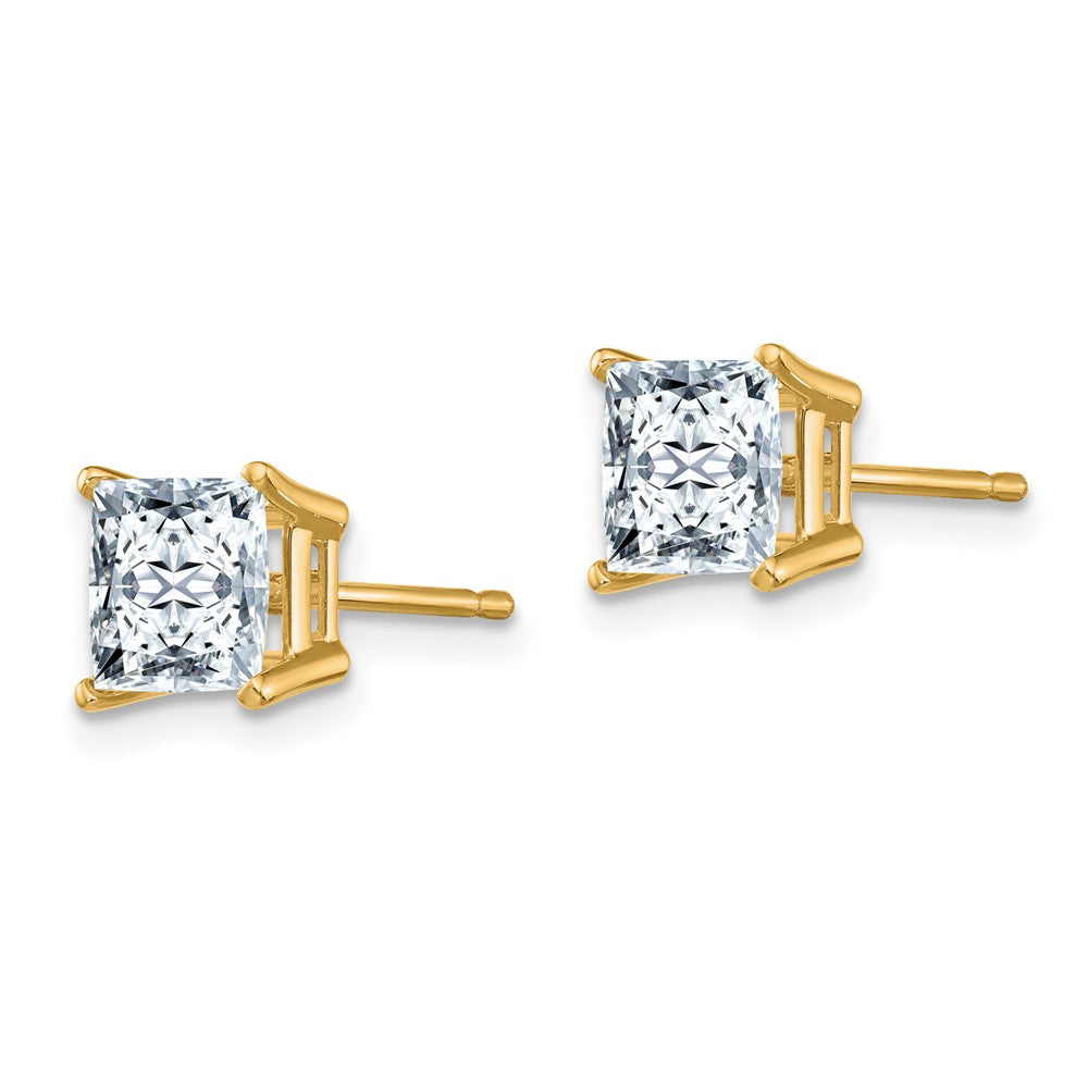 14ky 2.5ct 6.0mm Princess G H I True Light Moissanite Earrings