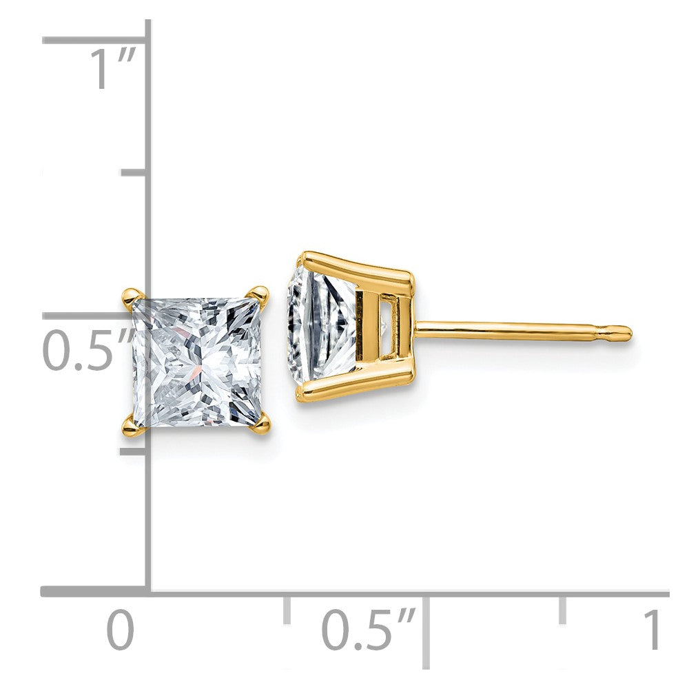 14ky 2.5ct 6.0mm Princess G H I True Light Moissanite Earrings