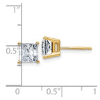14ky 2.5ct 6.0mm Princess G H I True Light Moissanite Earrings
