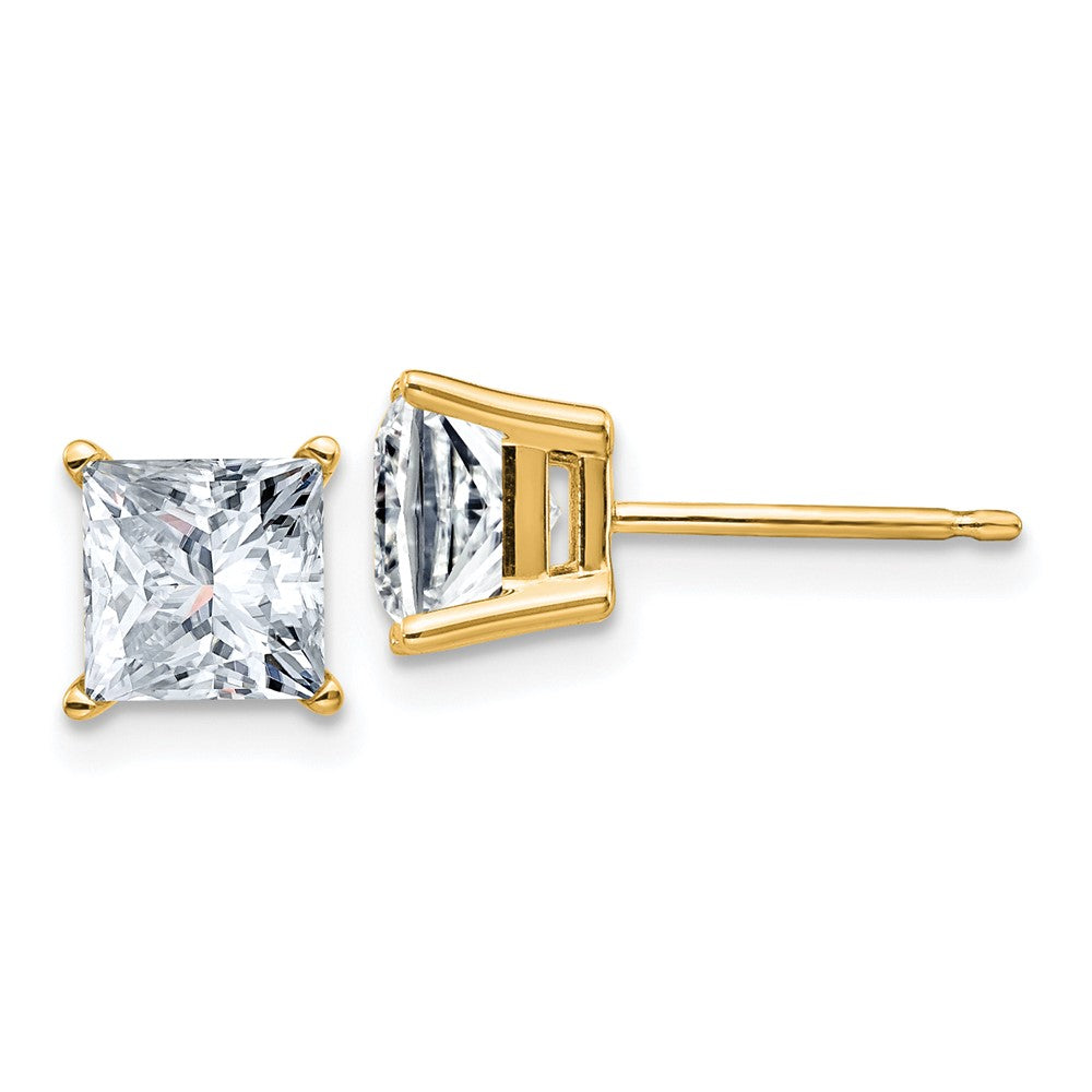 14ky 2.5ct 6.0mm Princess G H I True Light Moissanite Earrings