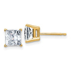 14ky 2.5ct 6.0mm Princess G H I True Light Moissanite Earrings