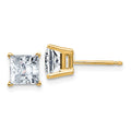 14ky 2.5ct. 6.0mm Princess D E F Pure Light Moissanite Earrings