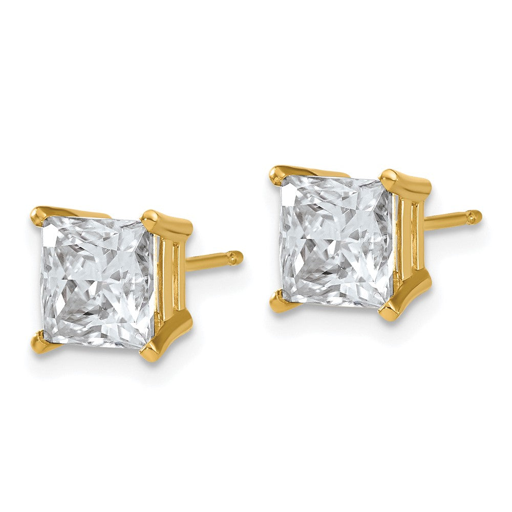 14ky 3ct. 6.5mm Princess G H I True Light Moissanite Earrings