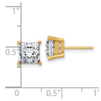 14ky 3ct. 6.5mm Princess G H I True Light Moissanite Earrings
