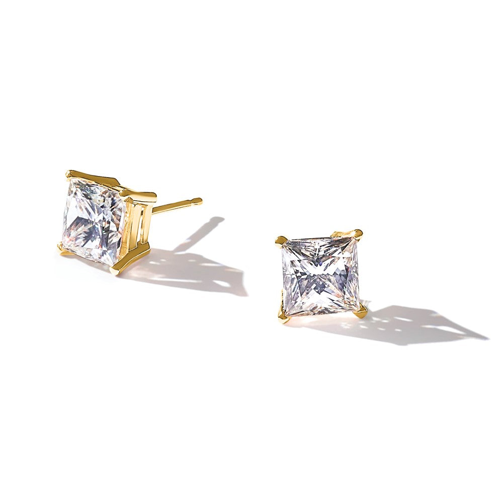 14ky 3ct. 6.5mm Princess G H I True Light Moissanite Earrings