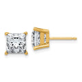 14ky 3ct. 6.5mm Princess D E F Pure Light Moissanite Earrings