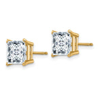 14ky 3.50ct. 7.0mm Square Brilliant Moissanite 4-Prong Basket Post Earring