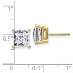 14ky 3.50ct. 7.0mm Square Brilliant Moissanite 4-Prong Basket Post Earring