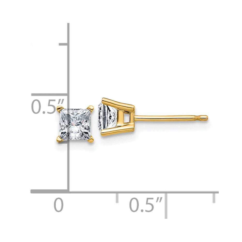 14ky 3/4ct. 4.0mm Princess D E F Pure Light Moissanite Earrings