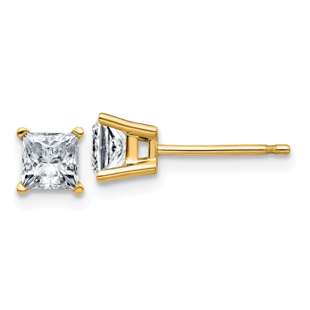 14ky 3/4ct. 4.0mm Princess D E F Pure Light Moissanite Earrings