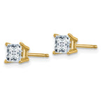 14ky 1ct. 4.5mm Princess D E F Pure Light Moissanite Earrings