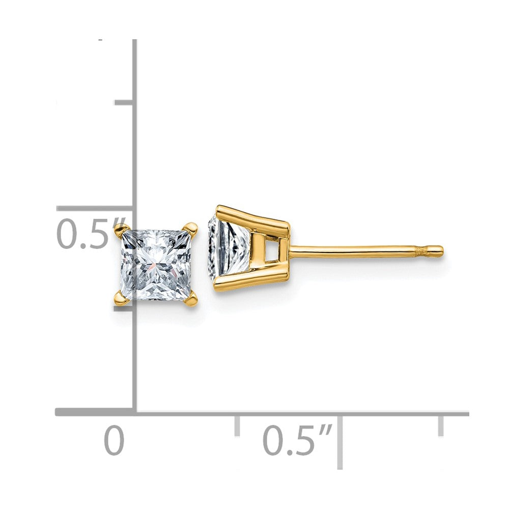 14ky 1ct. 4.5mm Princess G H I True Light Moissanite Earrings