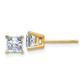 14ky 1ct. 4.5mm Princess D E F Pure Light Moissanite Earrings