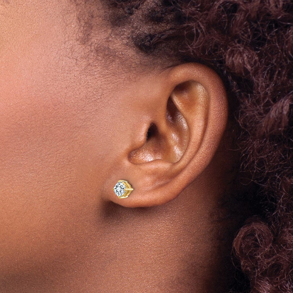14ky 1ct. 5.0mm Cushion D E F Pure Light Moissanite Earrings
