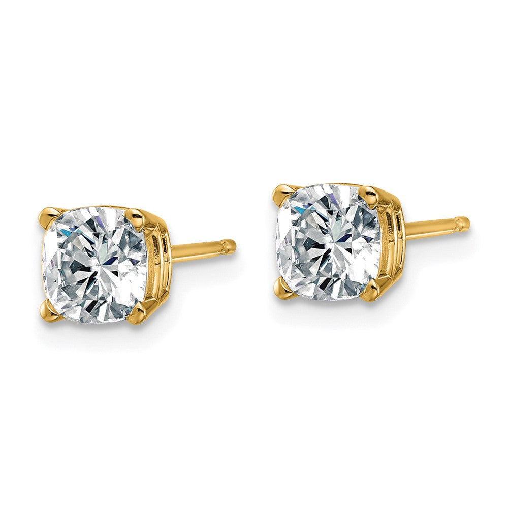 14ky 1.75ct. 5.5mm Cushion G H I True Light Moissanite Earrings