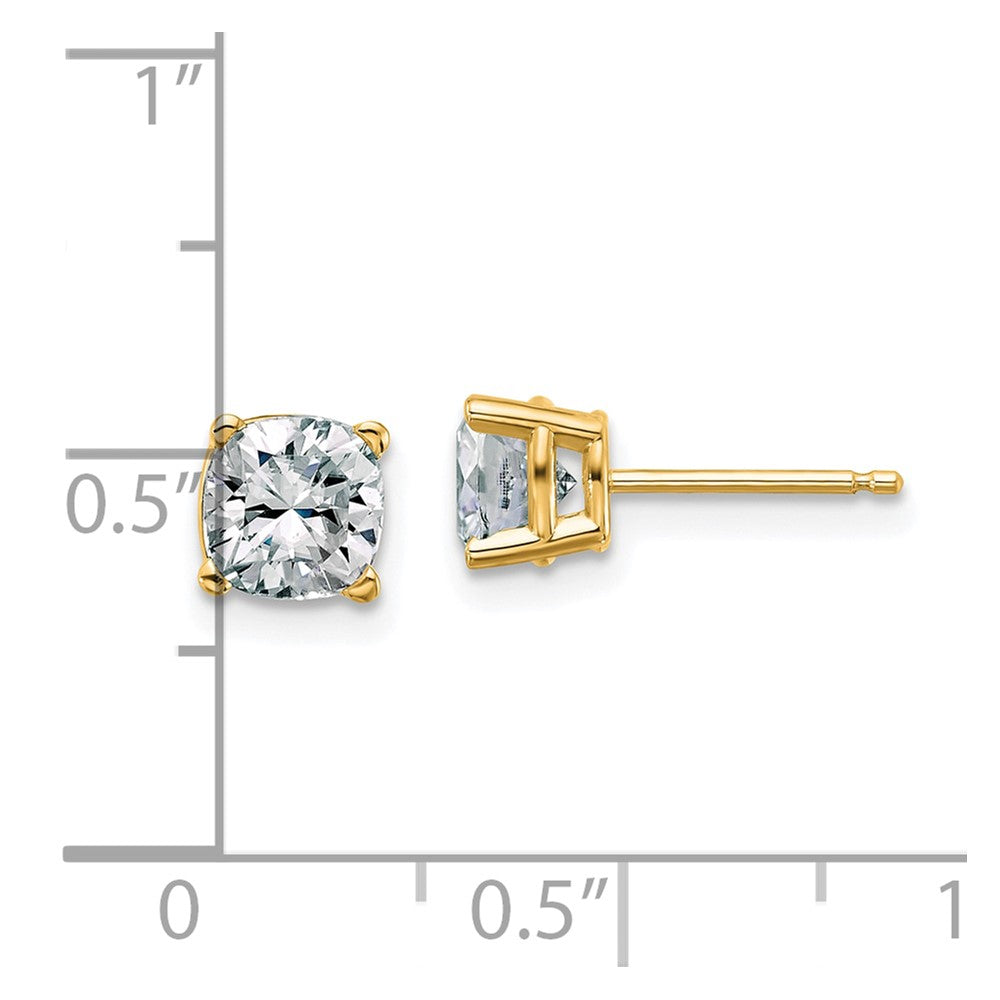 14ky 1.75ct. 5.5mm Cushion G H I True Light Moissanite Earrings