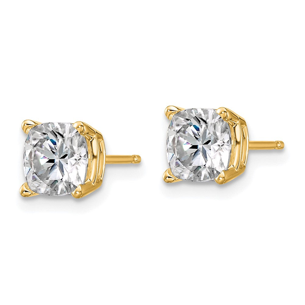 14ky 2.25ct. 6.0mm Cushion G H I True Light Moissanite Earrings