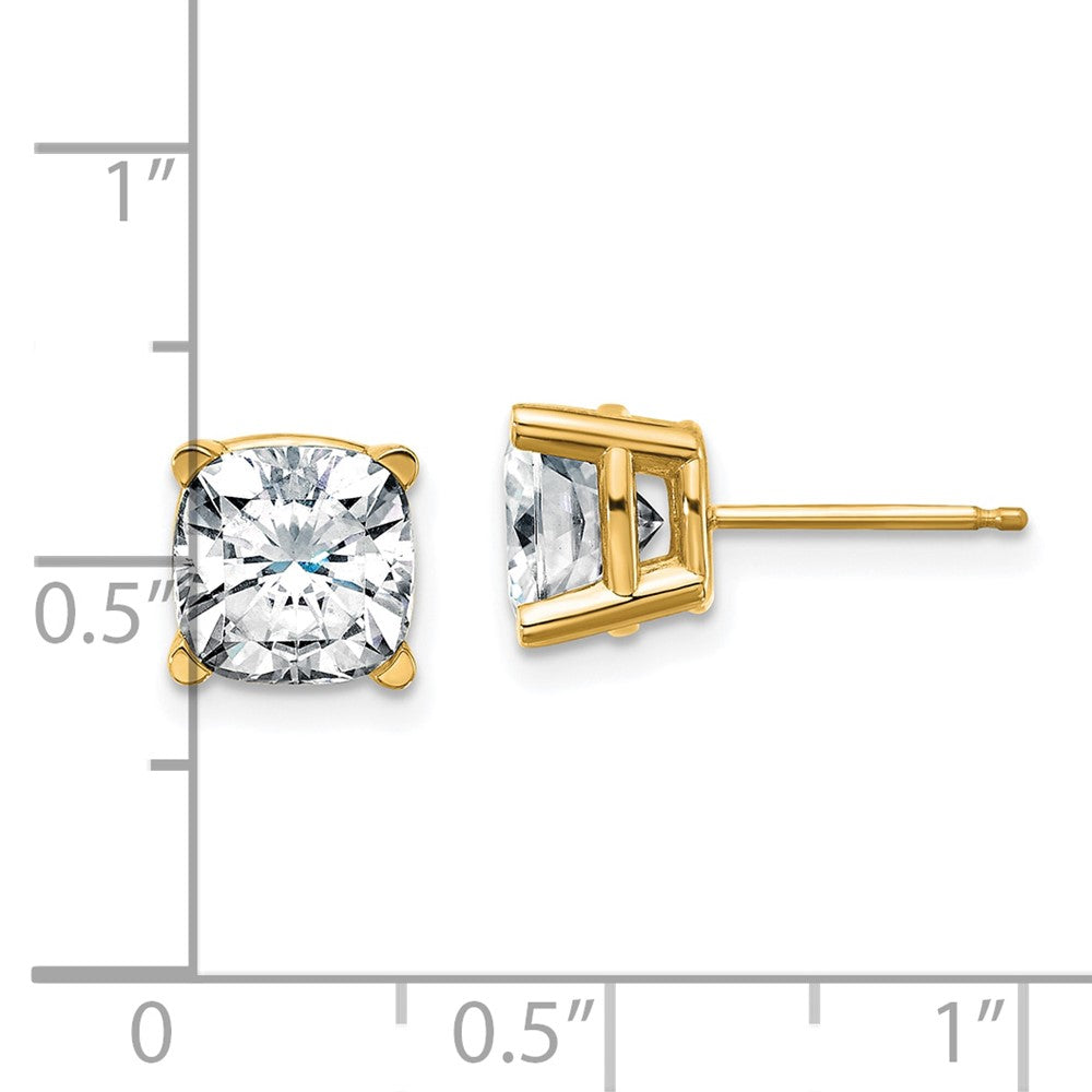 14ky 3.5ct. 7.0mm Cushion D E F Pure Light Moissanite Earrings