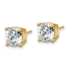 14ky 4ct. 7.5mm Cushion D E F Pure Light Moissanite Earrings