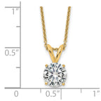 14ky 1.50ct. 7.5mm Round G H I True Light Moissanite Solitaire Necklace