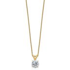 14ky 2ct. 8.0mm Round D E F Pure Light Moissanite Solitaire Necklace
