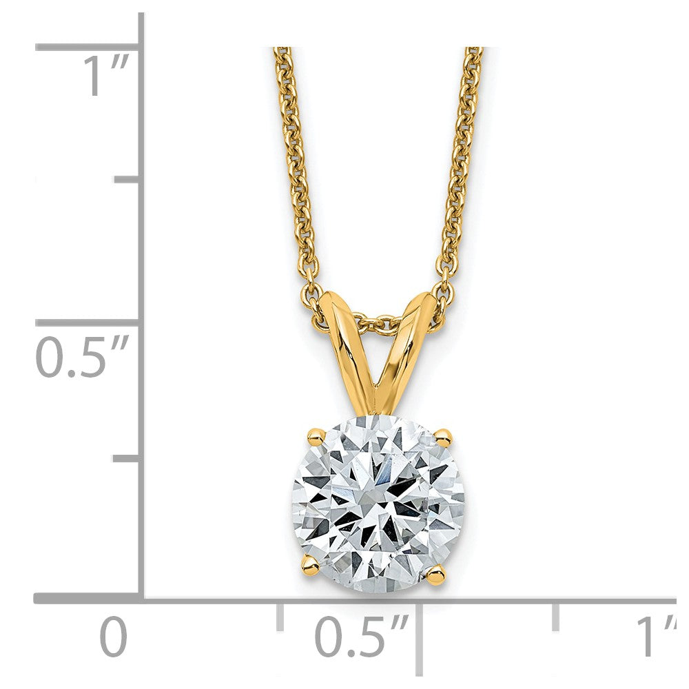 14ky 2ct. 8.0mm Round G H I True Light Moissanite Solitaire Necklace