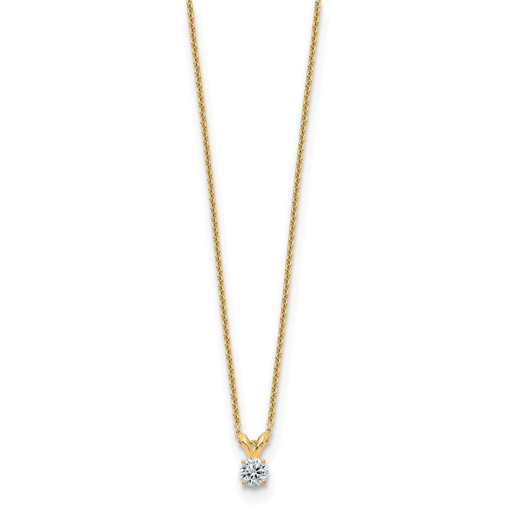 14ky 1/4ct. 4.0mm Round G H I True Light Moissanite Solitaire Necklace