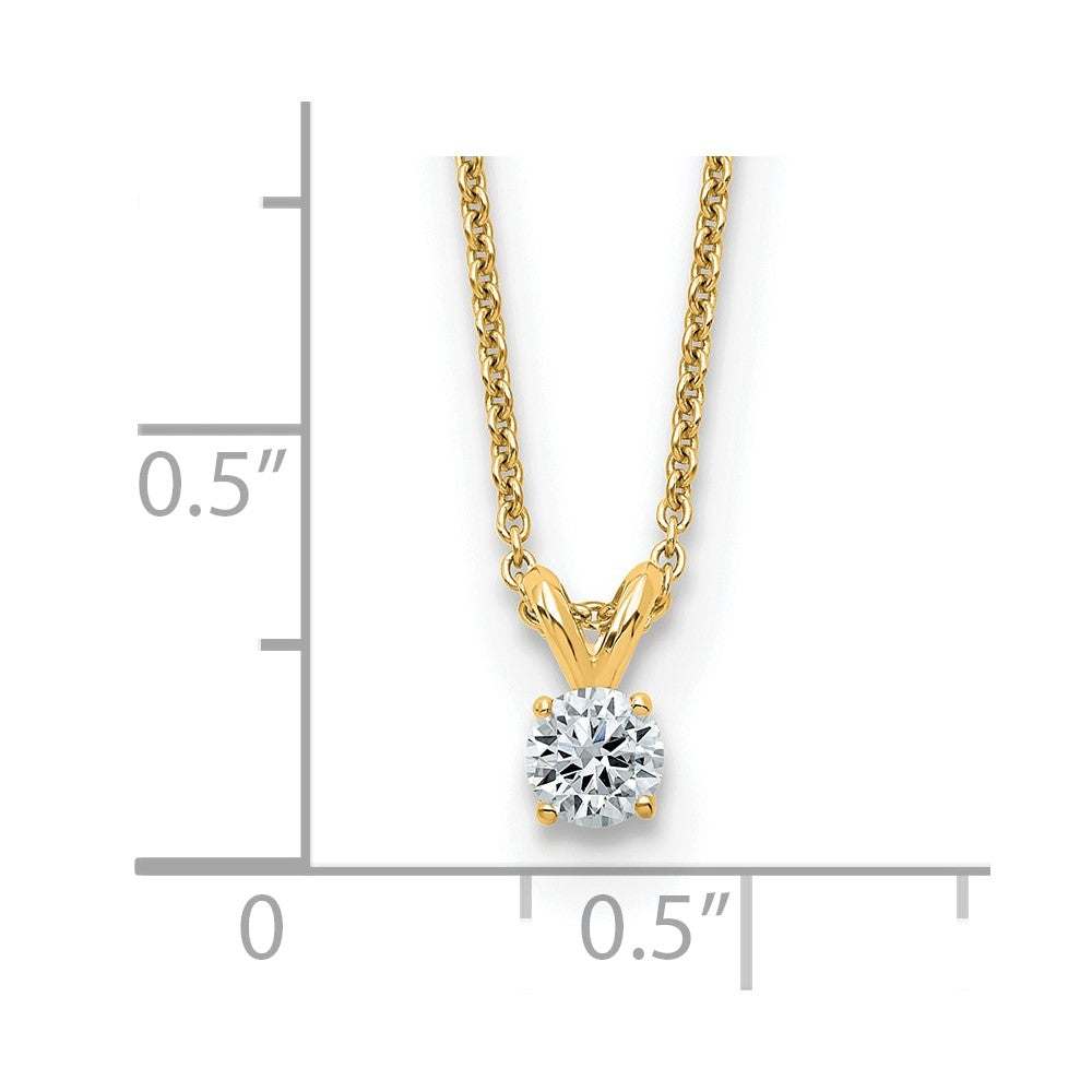 14ky 1/4ct. 4.0mm Round D E F Pure Light Moissanite Solitaire Necklace