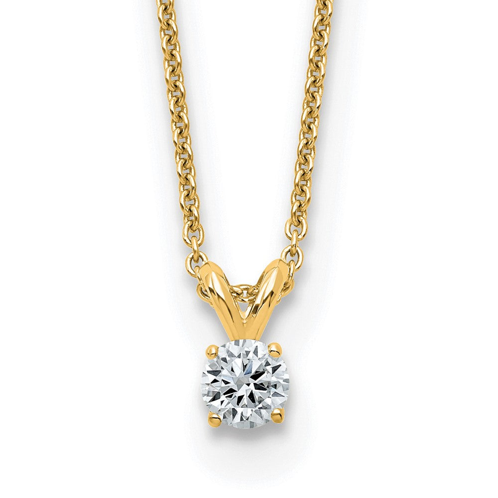 14ky 1/4ct. 4.0mm Round D E F Pure Light Moissanite Solitaire Necklace