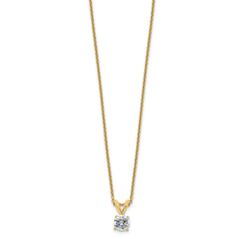 14ky 1/2ct. 5.0mm Round G H I True Light Moissanite Solitaire Necklace
