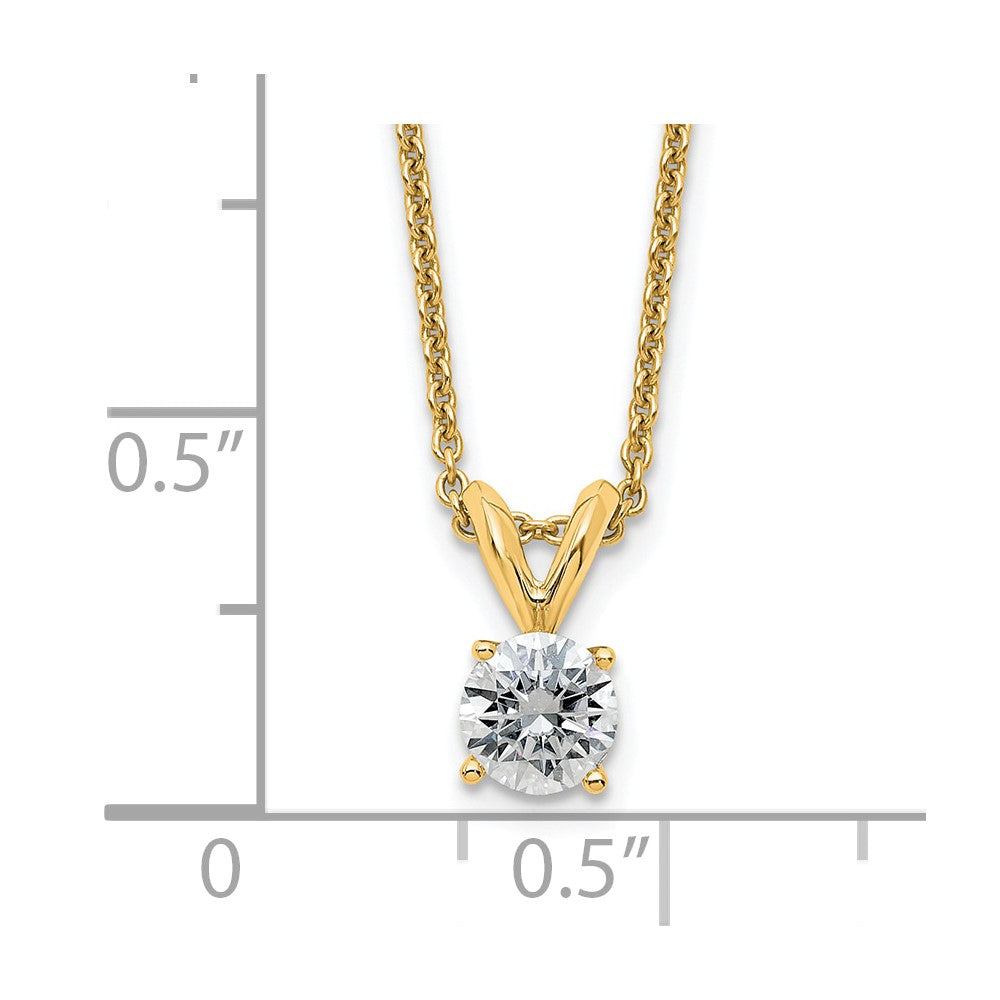 14ky 1/2ct. 5.0mm Round D E F Pure Light Moissanite Solitaire Necklace