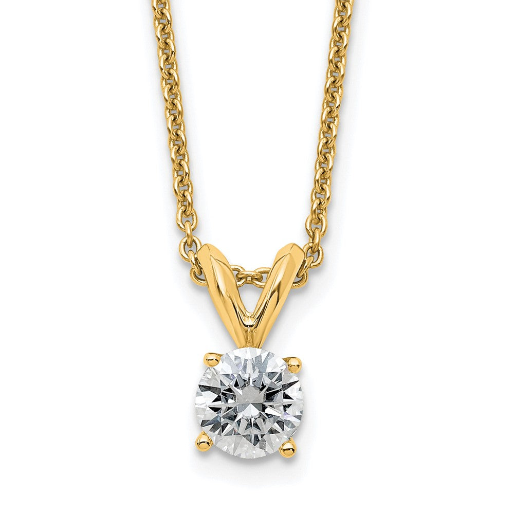 14ky 1/2ct. 5.0mm Round J-K Color Moissanite Solitaire Necklace