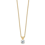 14ky 1ct. 6.5mm Round D E F Pure Light Moissanite Solitaire Necklace