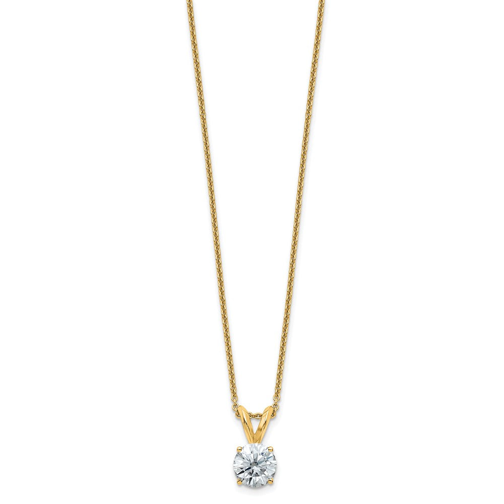 14ky 1ct. 6.5mm Round G H I True Light Moissanite Solitaire Necklace
