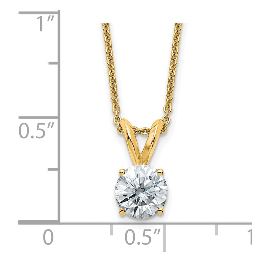 14ky 1ct. 6.5mm Round G H I True Light Moissanite Solitaire Necklace