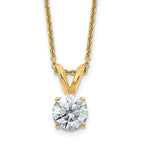 14ky 1ct. 6.5mm Round G H I True Light Moissanite Solitaire Necklace