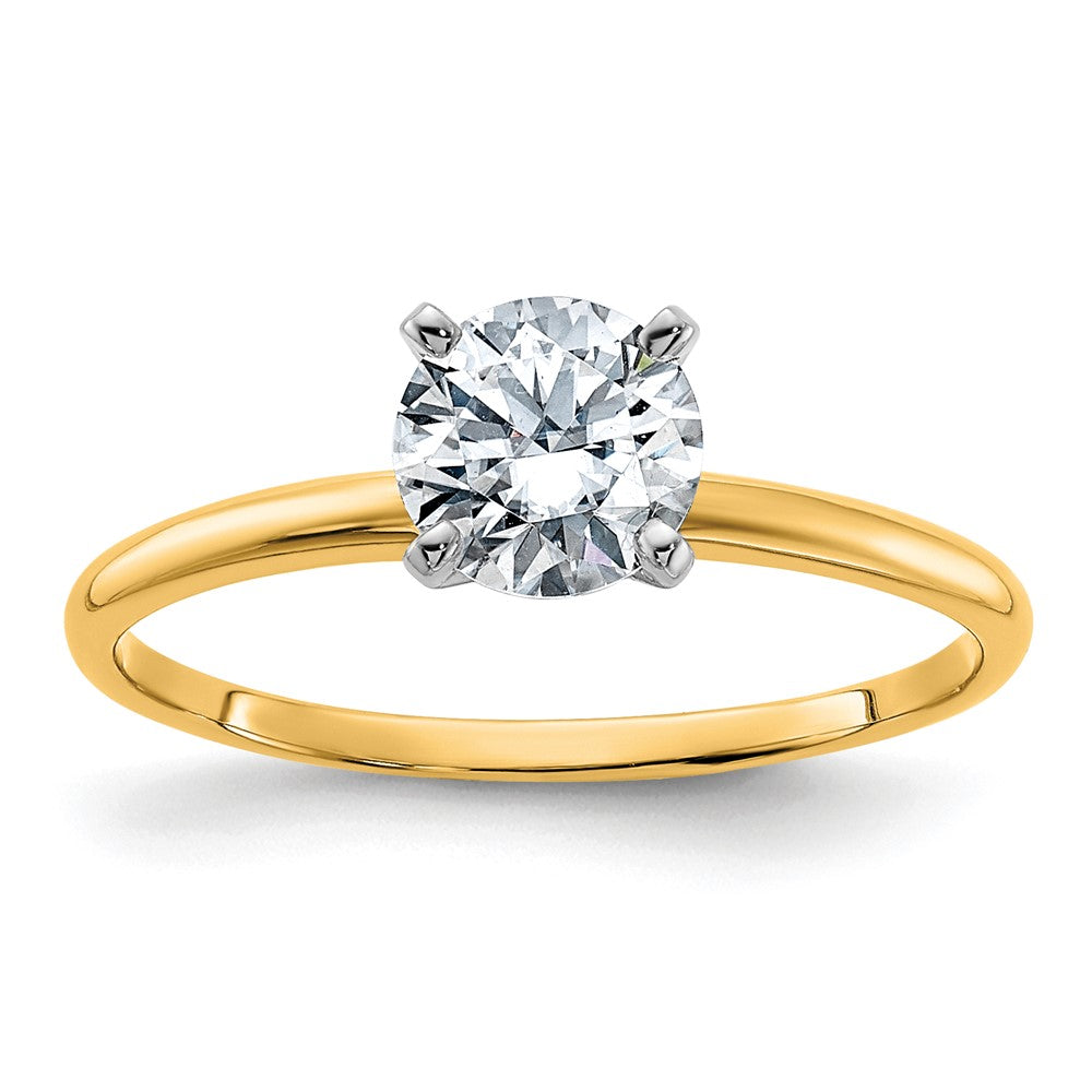 14k 3/4ct. D E F Pure Light Round Moissanite Solitaire Ring