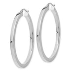 14k White Gold 3x45mm Polished Square Tube Hoop Earrings