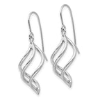 14K White Gold Swirl Dangle French Hook Earrings