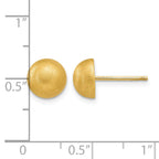 14k 8.00mm Hollow Satin Half Ball Post Earrings