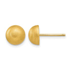 14k 8.00mm Hollow Satin Half Ball Post Earrings